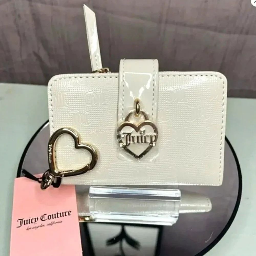 Juicy Couture Cream Wallet w/ Elegant Gold Charms